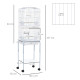 PawHut Bird Cage Budgie Cages for Finch Canary Parakeet with Stand Wheels Slide-out Tray Accessories Storage Shelf, White 46.5 x