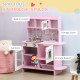 Kids Kitchen Playset, with Lights, Sounds, Microwave, Sink and Storage - Pink