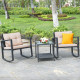 3 Pieces Outdoor Rocking Bistro Set PE Rattan with Cushions