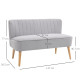 Modern Velvet Double Seat Sofa w/ Wood Frame Foam Padding High Back Soft Comfortable Compact Couch Grey