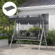 Outsunny Back and Seat Cushion Replacement with 2 Pillows, Patio Chair Cushions Set with Ties, Light Grey