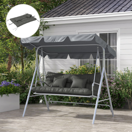 Outsunny Back and Seat Cushion Replacement with 2 Pillows, Patio Chair Cushions Set with Ties, Light Grey