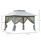 Outsunny 3.6 x 3.6 m Pop up Gazebo with Netting, Height Adjustable Party Tent Instant Canopy Sun Shade Shelter, Grey
