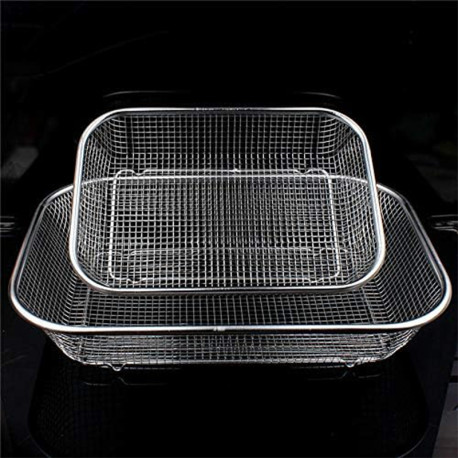 Metal Mesh Strainer Tray Basket Rectangle Drainer for Kitchen 30 x 22 x 5.5 cm