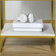 Modern Bedside Table, Nightstand with Drawer Shelf, Side Table for Living room, Bedroom White and Gold, Set of 2
