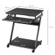 Movable Computer Desk with 4 Moving Wheels Sliding Keyboard Tray Home Office Workstation Black
