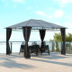 Outsunny Hardtop Gazebo Garden Pavilion with UV Resistant Polycarbonate Roof, Curtains, Steel &amp; Aluminium Frame, 3 x 4m, Grey