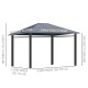 Outsunny Hardtop Gazebo Garden Pavilion with UV Resistant Polycarbonate Roof, Curtains, Steel &amp; Aluminium Frame, 3 x 4m, Grey