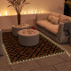 Outsunny Plastic Straw Reversible RV Outdoor Rug with LED String Light, 182 x 274cm, Brown and Black