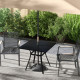 Outsunny Four-Seater Steel Garden Table, with Φ40mm Parasol Hole - Black