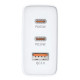 Pama 3-pin Wall Plug USB-C &amp; USB-A Charger, 1x USB-C 65W (for Laptops), 1x USB-C 20W, 1x USB-A QC3.0