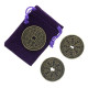 Lucky Feng Shui Chinese Coins Set of 9 in Black Pouch
