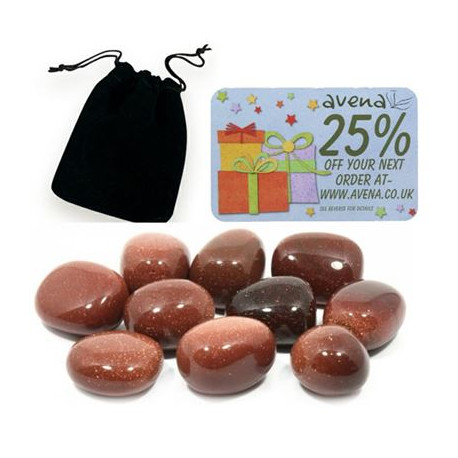 Red Goldstone Gift Pouch of Ten Polished Tumblestones
