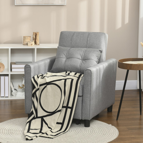 Linen-Look Single Chair Bed - Light Grey