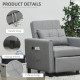 Linen-Look Single Chair Bed - Light Grey