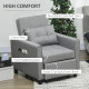 Linen-Look Single Chair Bed - Light Grey