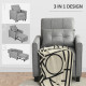 Linen-Look Single Chair Bed - Light Grey
