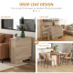Folding Dining Table, Drop Leaf Table for Small Spaces with 2-tier Shelves, Small Kitchen Table with Rolling Casters, Natural