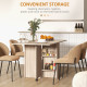 Folding Dining Table, Drop Leaf Table for Small Spaces with 2-tier Shelves, Small Kitchen Table with Rolling Casters, Natural