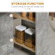 Folding Dining Table, Drop Leaf Table for Small Spaces with 2-tier Shelves, Small Kitchen Table with Rolling Casters, Cement Gre