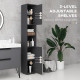 kleankin 183cm Tall Bathroom Cabinet, Narrow Bathroom Storage Cabinet with Open Shelves, 2 Doors Cabinets, Adjustable Shelves an