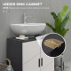 kleankin Pedestal Sink Bathroom Cabinet, Bathroom Vanity Unit with 20 x 20cm &quot;U&quot; Cut-Out and Adjustable Shelf, Light Grey