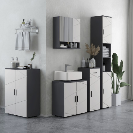 kleankin Under Sink Bathroom Cabinet, Bathroom Vanity Unit, Basin Storage Cupboard with Double Doors and Shelf, 10W x 20Dcm "U" 