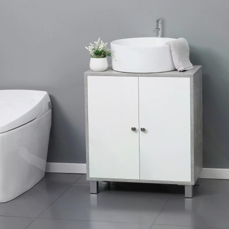 kleankin Under Sink Cabinet, Bathroom Vanity Unit, Pedestal Under Sink Design, Storage Cupboard with Adjustable Shelves, White a