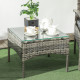 Outsunny 3 Pieces Rattan Bistro Set, Wicker Garden Furniture Set with Glass Top Coffee Table and Chairs, Washable Cushions for O