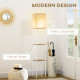 Modern Floor Lamp with Shelves, 3 Layer Shelf Tall Standing Lamp with Fabric Lampshade, Pull Chain Switch for Living Room, Bedro