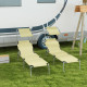 Outsunny Outdoor Foldable Sun Lounger Set of 2, 4 Level Adjustable Backrest Reclining Sun Lounger Chair with Angle Adjust Sun Sh