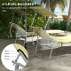 Outsunny Outdoor Foldable Sun Lounger Set of 2, 4 Level Adjustable Backrest Reclining Sun Lounger Chair with Angle Adjust Sun Sh