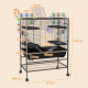 PawHut Large Hamster Cage, Gerbil Cage with Tubes, Storage Shelf, Ramps, Platforms, Running Wheel - Black