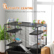 PawHut Large Hamster Cage, Gerbil Cage with Tubes, Storage Shelf, Ramps, Platforms, Running Wheel - Black