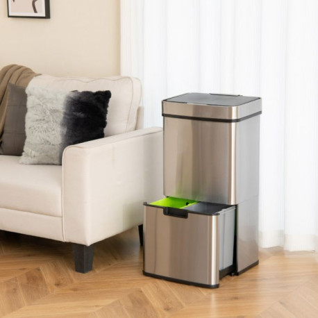 72L Stainless Steel Trash Can Motion Sensor Garbage Bin