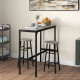 3 Piece Bar Table Set with 2 Stools, Industrial Bar Table and Stool Set, Dining Table and Chair Set, Grey