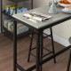 3 Piece Bar Table Set with 2 Stools, Industrial Bar Table and Stool Set, Dining Table and Chair Set, Grey