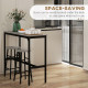 3 Piece Bar Table Set with 2 Stools, Industrial Bar Table and Stool Set, Dining Table and Chair Set, Grey