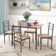5 Piece Dining Table and Chairs Set, Dining Room Sets, Steel Frame Space Saving Table and 4 Chairs for Compact Kitchens, Black
