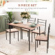 5 Piece Dining Table and Chairs Set, Dining Room Sets, Steel Frame Space Saving Table and 4 Chairs for Compact Kitchens, Black