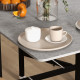 Mobile Drop Leaf Table, Folding Dining Table with 6 Wheels &amp; Brakes, Kitchen Table for Small Spaces, Grey Marble Effect