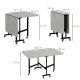 Mobile Drop Leaf Table, Folding Dining Table with 6 Wheels &amp; Brakes, Kitchen Table for Small Spaces, Grey Marble Effect