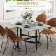 Mobile Drop Leaf Table, Folding Dining Table with 6 Wheels &amp; Brakes, Kitchen Table for Small Spaces, Grey Marble Effect