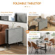 Mobile Drop Leaf Table, Folding Dining Table with 6 Wheels &amp; Brakes, Kitchen Table for Small Spaces, Grey Marble Effect