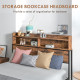 Industrial Double Bed Frame, 4.8FT Steel Bed Base with Storage Headboard, Footboard, Slatted Support and Under Bed Storage, 145 