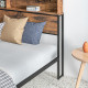 Industrial King Bed Frame, 5.2FT Steel Bed Base with Storage Headboard, Footboard, Slatted Support and Under Bed Storage, 158 x 