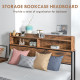 Industrial King Bed Frame, 5.2FT Steel Bed Base with Storage Headboard, Footboard, Slatted Support and Under Bed Storage, 158 x 