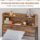 Industrial Single Bed Frame, 3.1FT Steel Bed Base with Storage Headboard, Footboard, Slatted Support and Under Bed Storage, 95 x