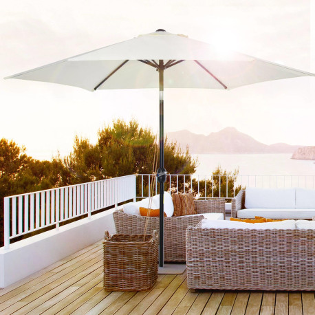 Outsunny2.6M Garden Parasol Umbrella with Tilt and Crank, Outdoor Sun Parasol Sunshade Shelter with Aluminium Frame, Grey
