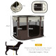 PawHut Foldable Dog Pen with Storage Bag for Indoor/Outdoor Use, Portable Pet playpen, with Ground Stakes - Brown